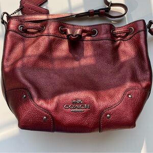 Coach Deep Red Leather Shoulder Bag